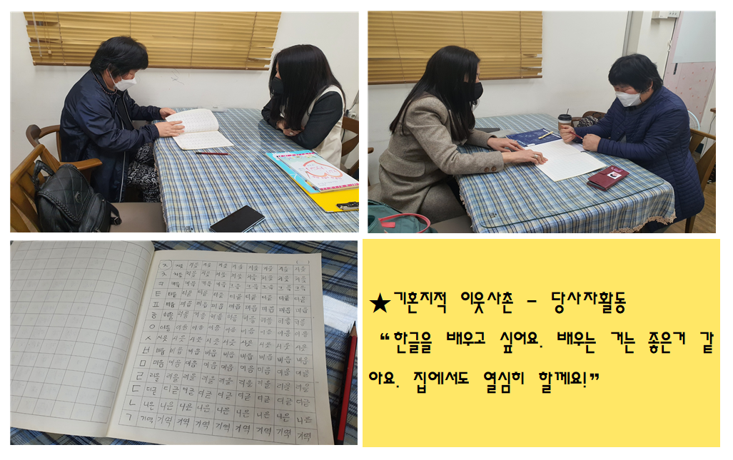 기혼지적 여성장애인의 자연적관계망 형성을 위한 "우리는 이웃사촌" 당사자활동 진행 기혼지적 여성장애인의 자연적관계망 형성을 위한 "우리는 이웃사촌" 당사자활동 진행